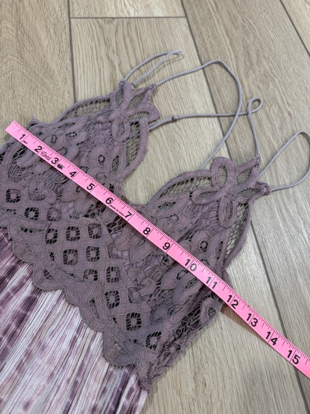 Free People FP One Adella Slip Dusty Purple Tie-Dye Lace Dress Sz S Boho Floral - Picture 5 of 8
